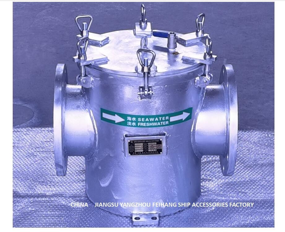 Главный фильтр Cb/T497-2012 морской воды Dn250 главным образом состоит из промежуточных труб, главных труб, корзин фильтра, фланцов,