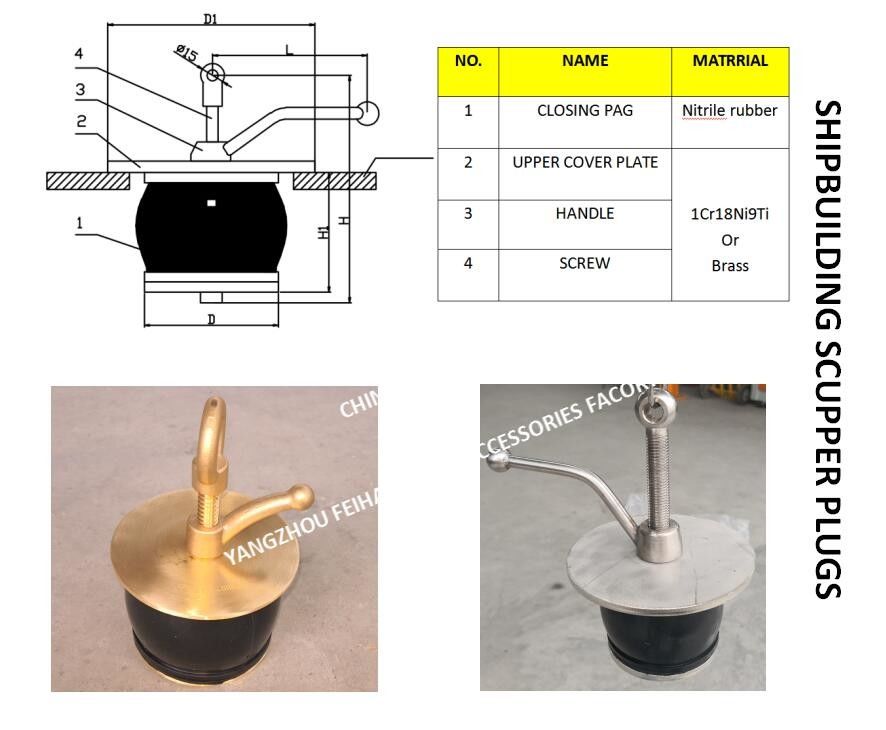 IMPA232486 50N-125 DECK SCUPPER PLUG, GUTTER PLUG-YANGZHO FEIHANG SHIP ACCESSORIES ФАБРИКА