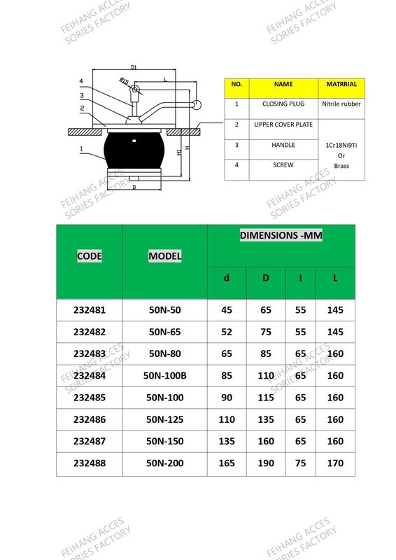 IMPA232481 50N-50 DECK SCUPPER PLUG, GUTTER PLUG-YANGZHO FEIHANG SHIP ACCESSORIES ФАКТИРНАя установка