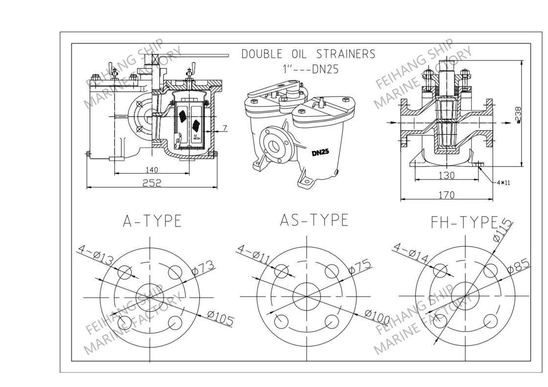 Китай AS25 Cb/T425 Дуплексный фильтр для масла Поставщик - FeiHang Marine