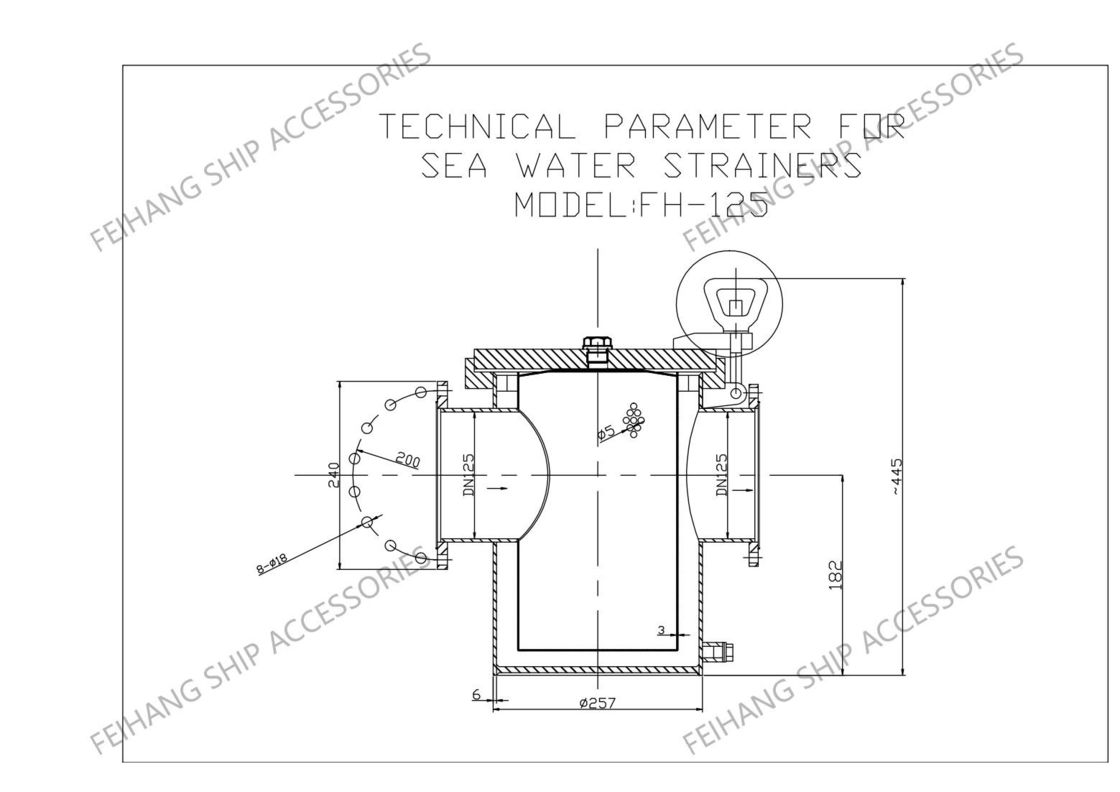 Море Вода Грубая Вода Модель As125 Cb/T497 Фильтр с элементом сетки из нержавеющей стали Для судна