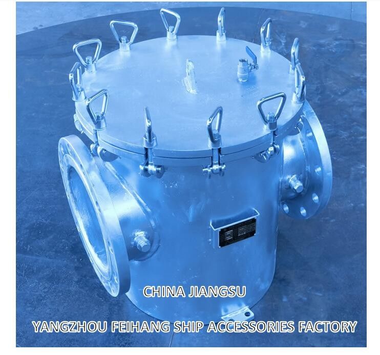 Морской фильтр грубой воды AS250 CB/T497 Гальванизированный корпус из углеродистой стали, фильтр из нержавеющей стали, сетка 8 мм