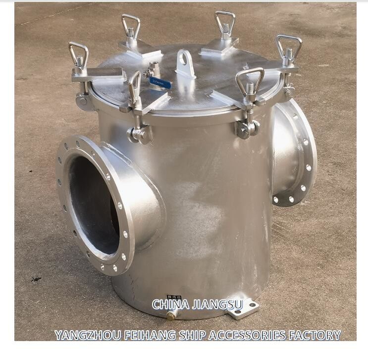 Морской фильтр грубой воды AS250 CB/T497 Гальванизированный корпус из углеродистой стали, фильтр из нержавеющей стали, сетка 8 мм