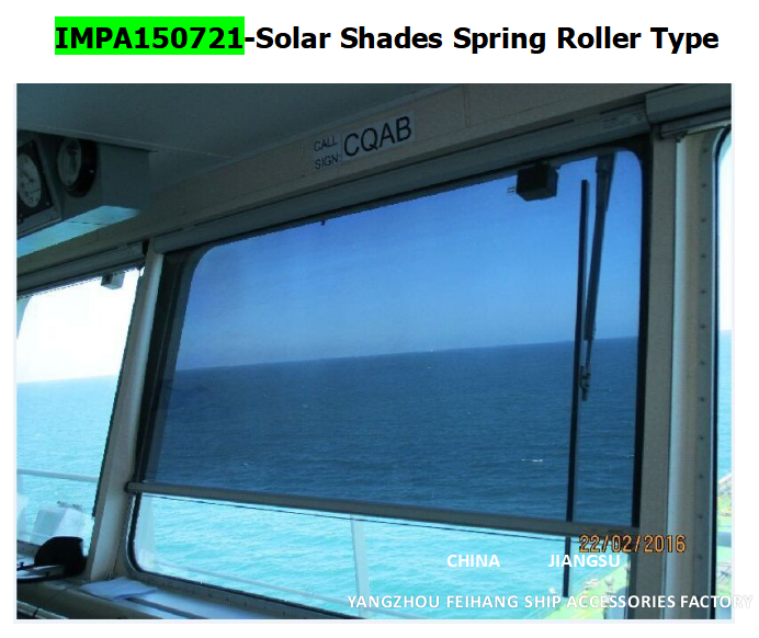 Marine Solar screen roller type blind with cassette box- Blind for the vessel’s bridge window