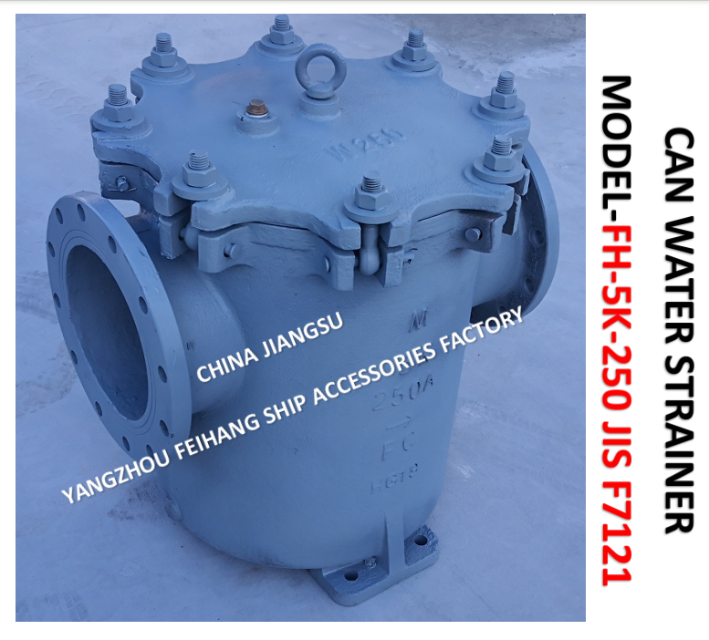 JIS FH-5K-250A CAN WATER FILTER (JIS F7121) SIZE:FACE TO FACE 680MM, OD-385MM,PCD-345MM,BOLT 12*23MMBODY-CAST IRON FILTER-STAINLESS STEEL