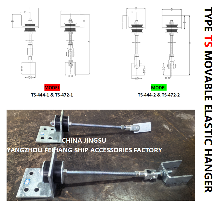 TYPE TS MOVABLE ELASTIC HANGER MODEL TS444-1，TS471-1，TS444-2，TS472-2 Cast steel material